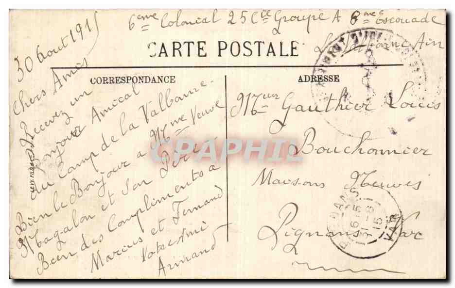 Infantería colonial francesa — L'Armée Française. En las trincheras — LL. — Reverso