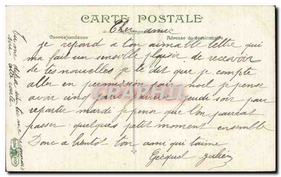 CPA Militaria Artillerie La trompette de garde — Rückseite