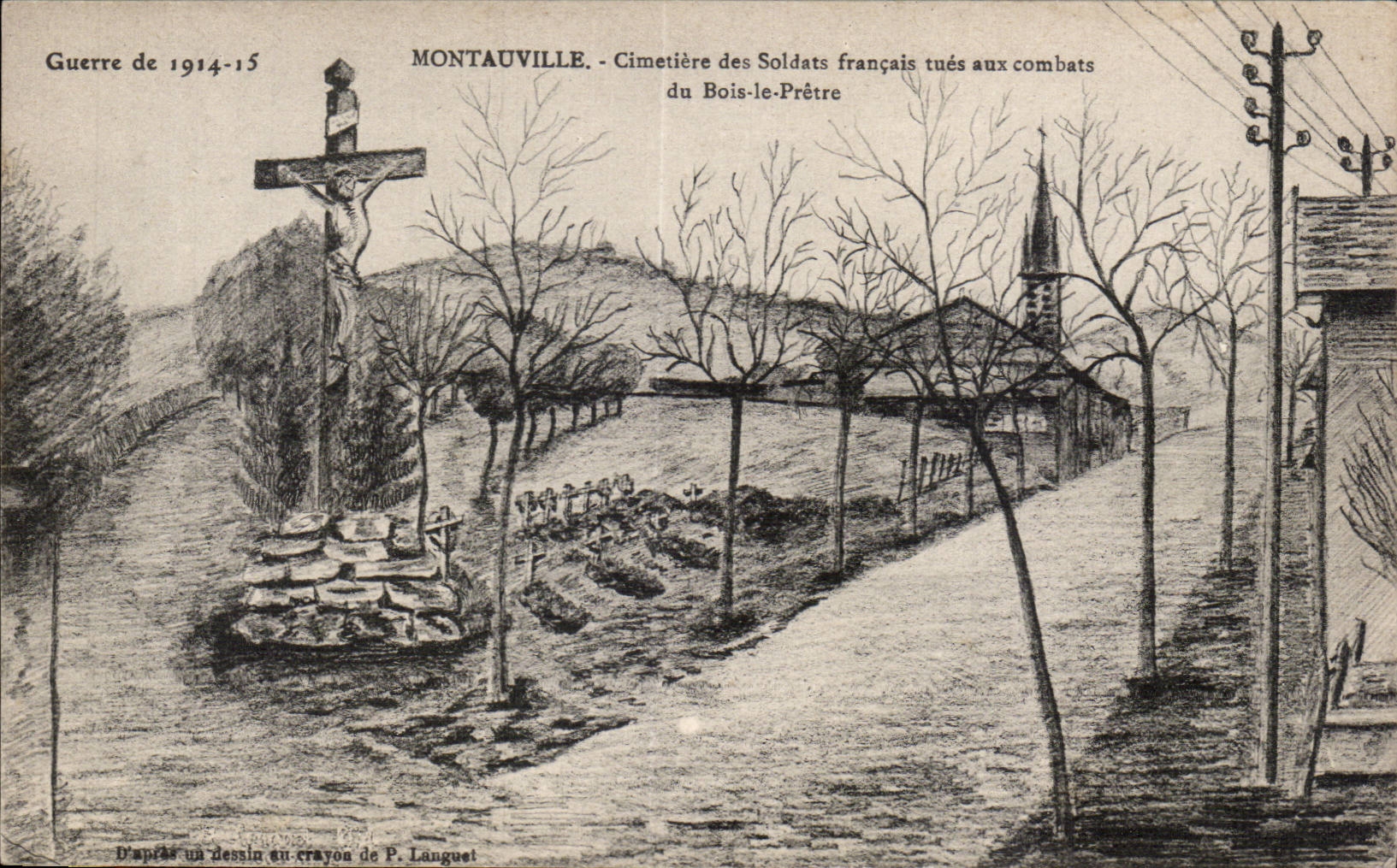 CPA Militaria Montauville Cimetiere des soldats francais tues aux combats du Bois le Pretre 