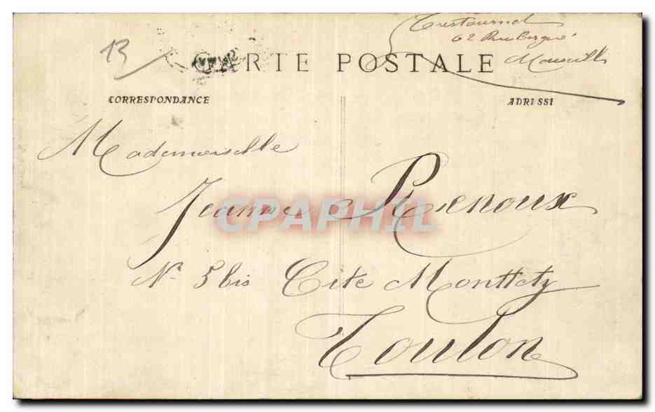 CPA Marseille Perspective des allees de Meilhan et des Capucines — Verso