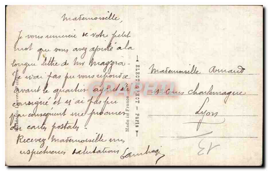 CPA Musee du Louvre Paris Rouget de l isle la Marseillaise Maire de Strasbourg — Rückseite