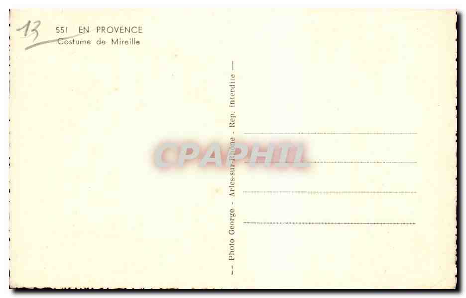 Folklore - Costumes - En Provence - Costume de Mireille - CPA  — Rückseite