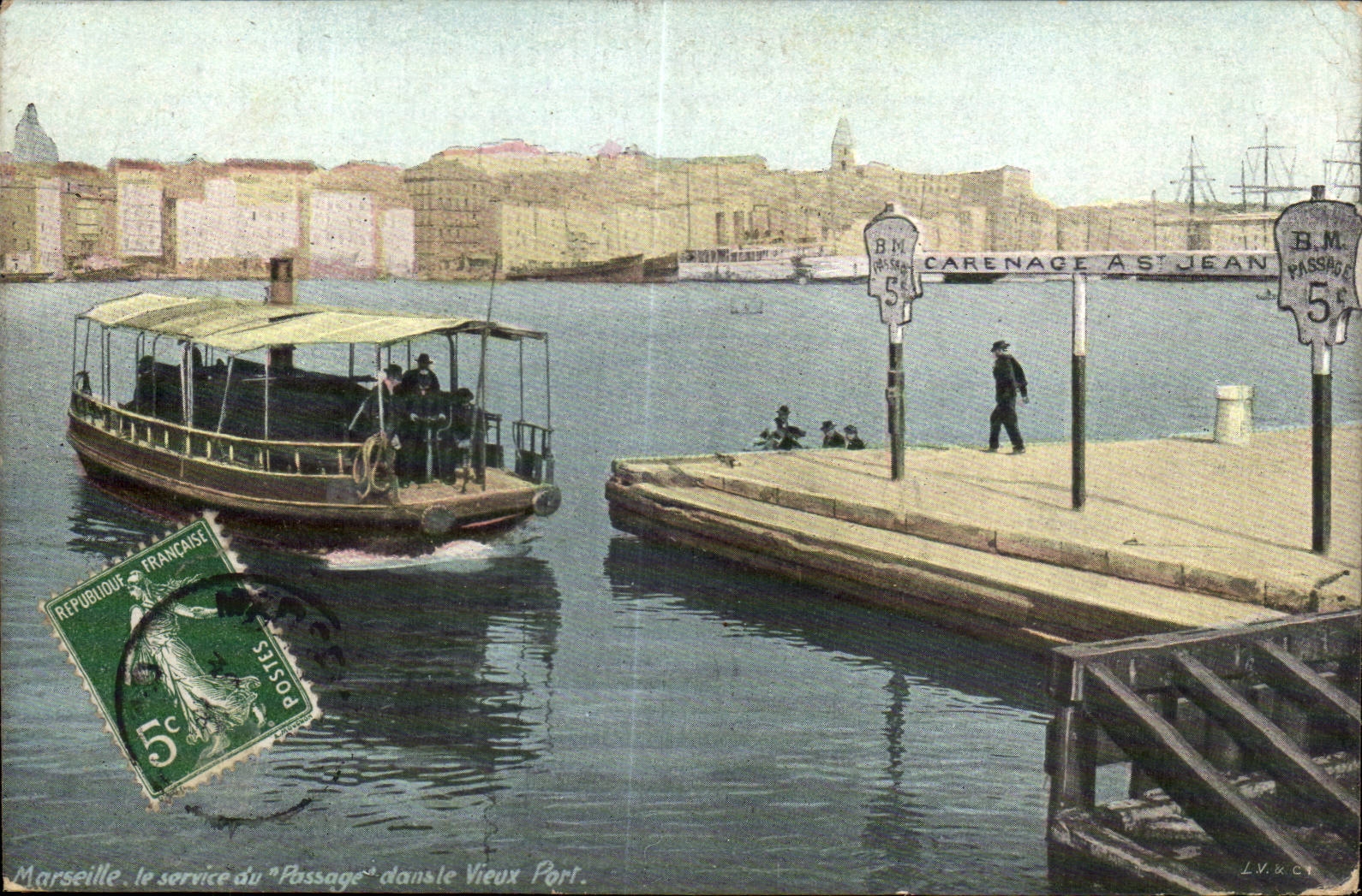 Marseille - Vieux Port le service du passage dans le vieux port - CPA 