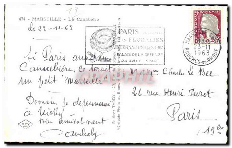 Marseille - La Canabiere - CPA  — Back
