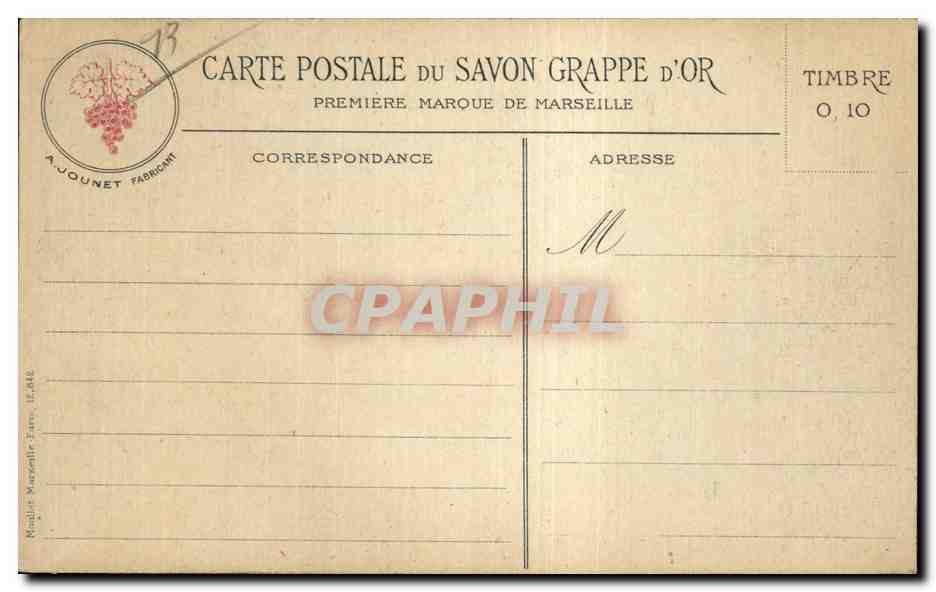 Marseille - Collection des Savonneries de la Grappe - CPA  — Rückseite