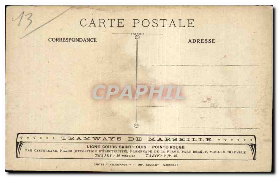 Marseille - La Vieille Chapelle - CPA  — Rückseite