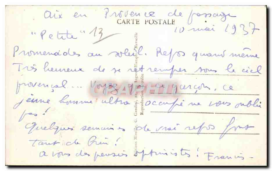 Marseille - La Canebiere - CPA  — Verso