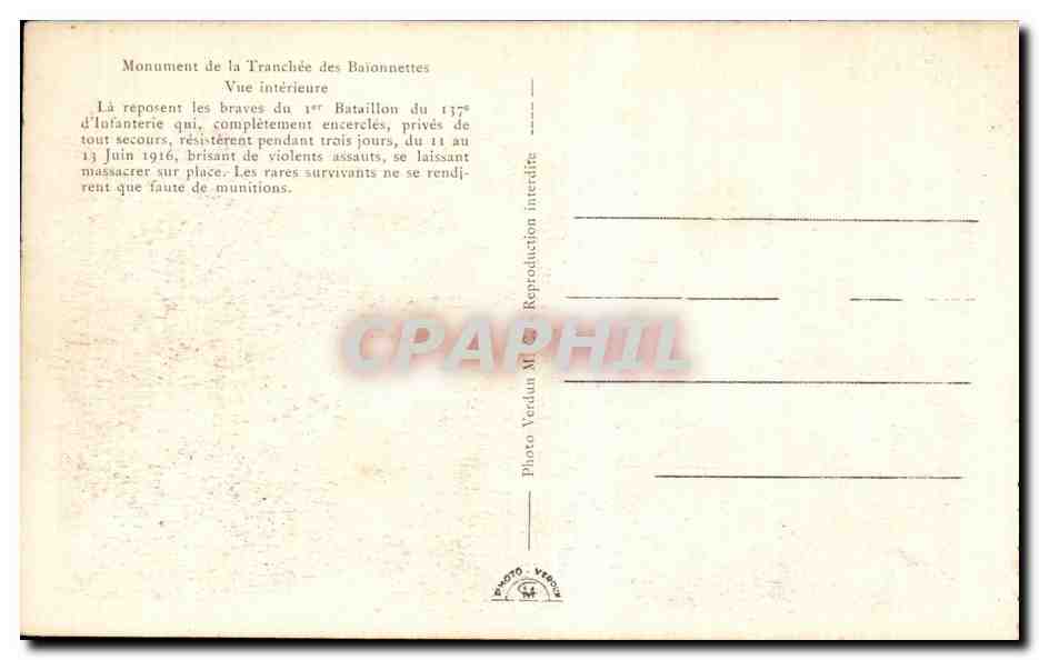 Douaumont — La Tranchée des Baionnettes — Vue intérieure — Reverso