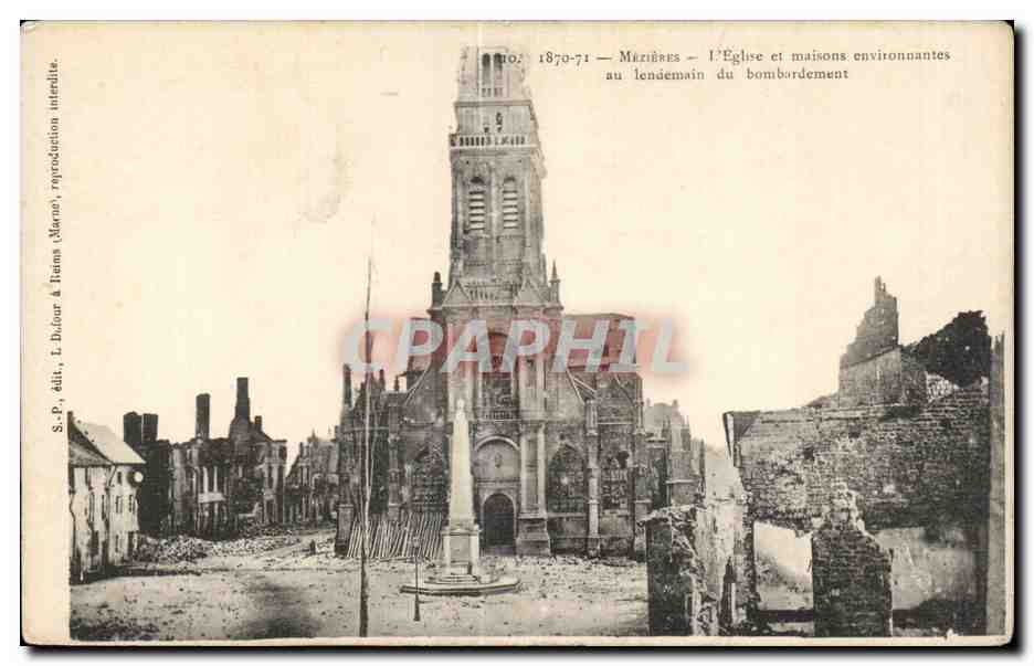 CPA Militaria Mezieres L eglise et maisons environnantes au lendemain du bombardement