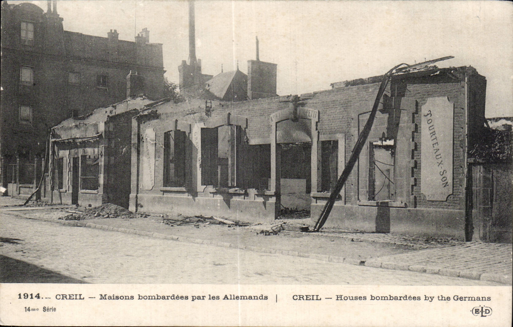 CPA Creil Maisons bombardees par les Allemands