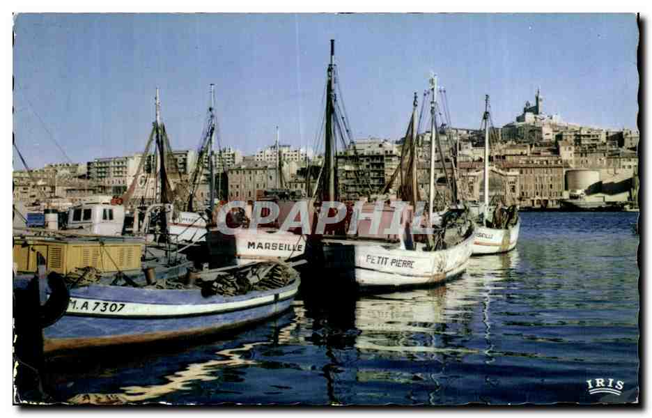 Marseille - Le Vieux Port et Notre Dame de la Garde - CPSM