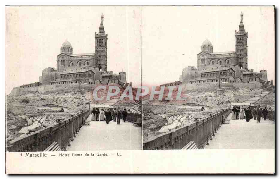 Marseille - Notre Dame de la Garde - Carte Stereoscopique - CPA 