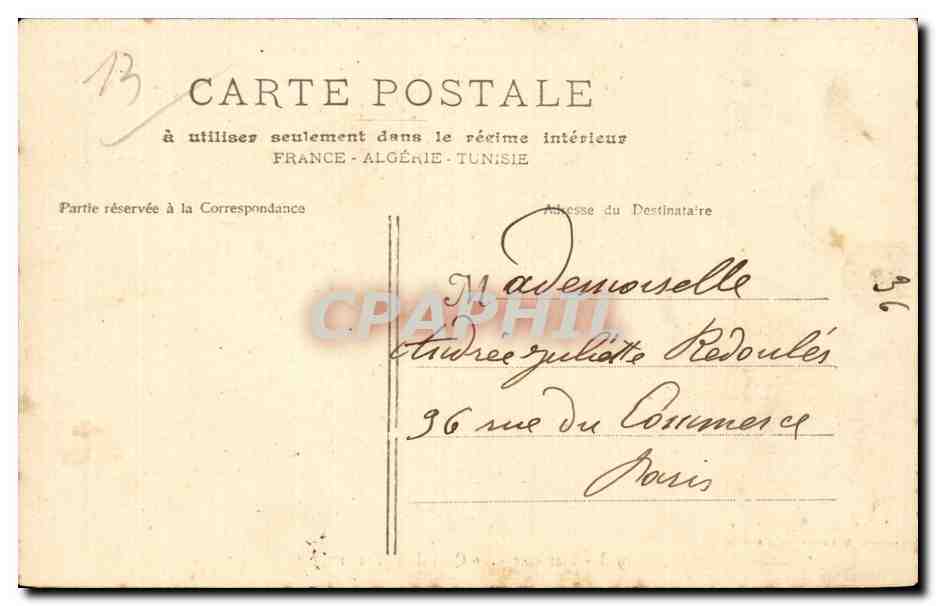 Marseille - Quai de la Fraternite - CPA  — Verso