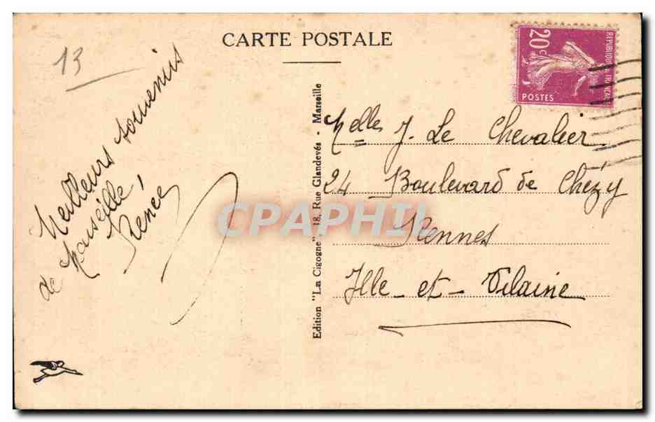Marseille - La Canebiere - CPA  — Verso