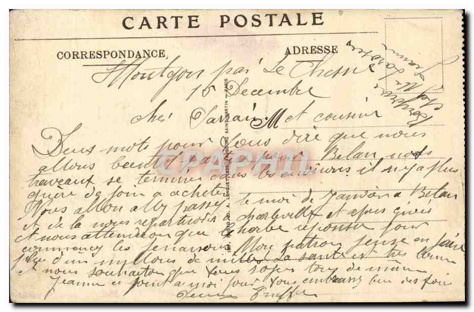 Reims — L'Église Saint-André détruite — Feuchère, édit. Reims — Verso