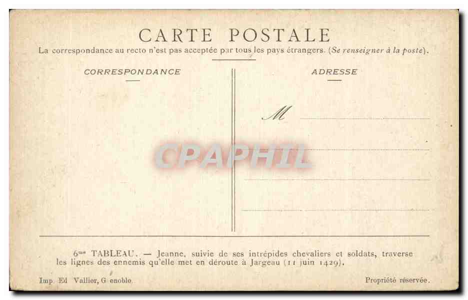 Arts - Tableaux - Jeanne d Arc suivie des intrepides - CPA  — Verso