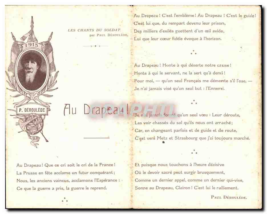 CPA Militaria Les chants du soldat par Paul Deroulede — Rückseite
