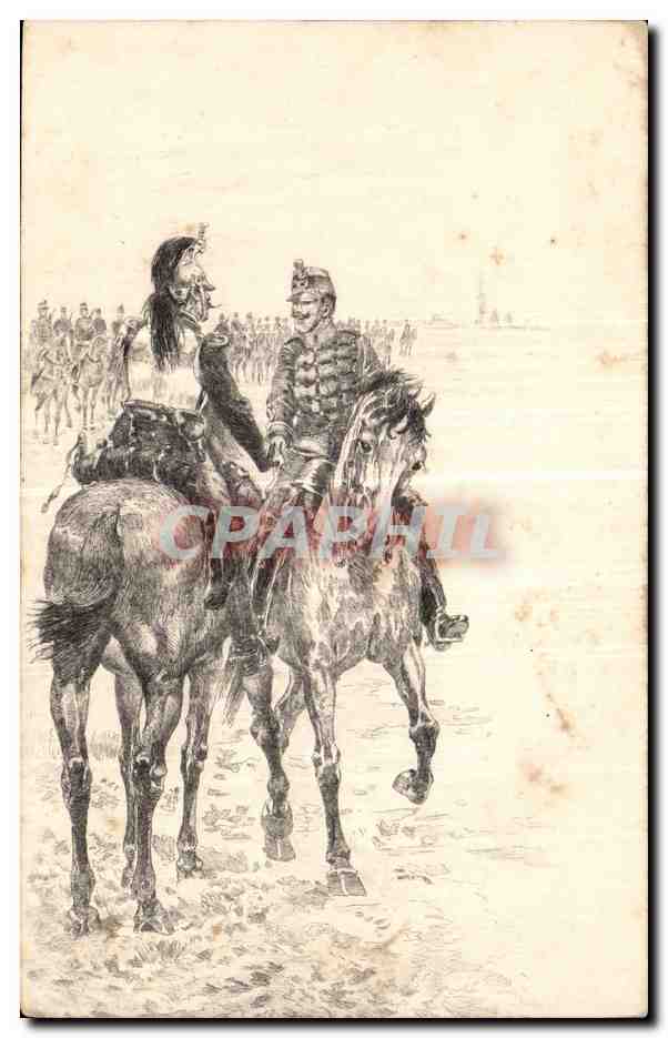 CPA Militaria Officier de cavalerie Hussards Dragon Cheval Horse 