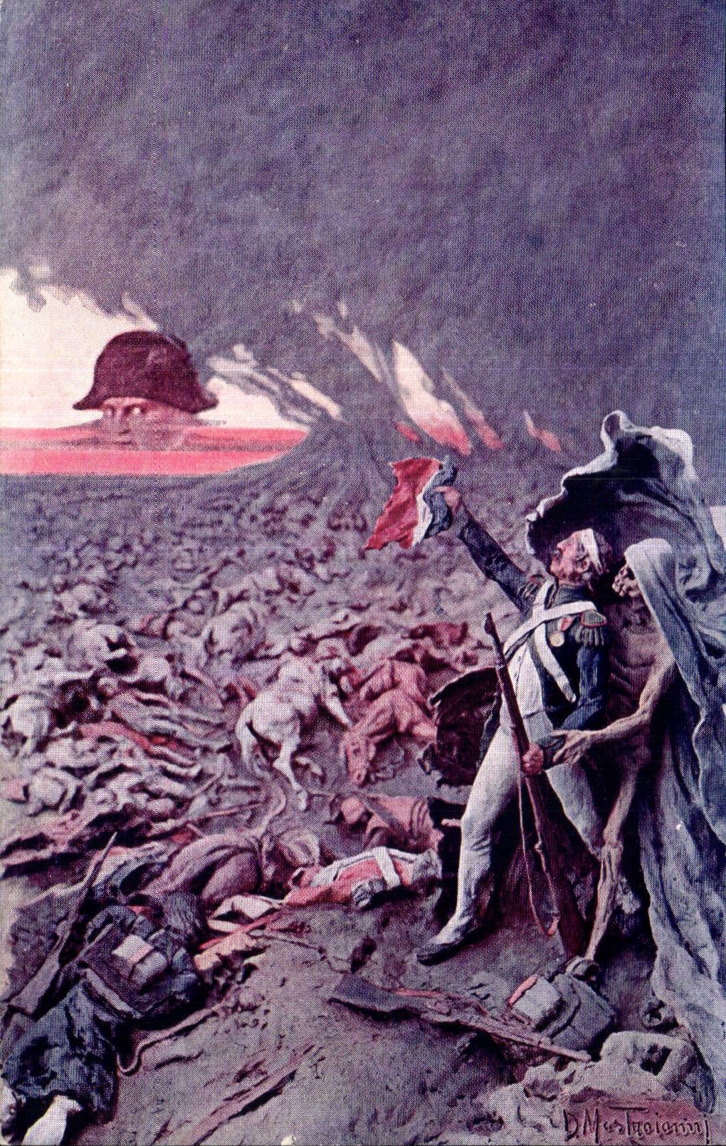 Bataille de Waterloo — Napoléon Ier au milieu des morts — D. Mastroianni