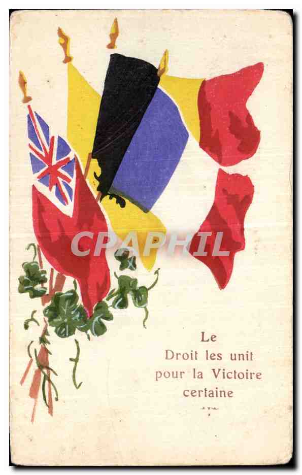 CPA Militaria Drapeaux France Grande Bretagne Belgique