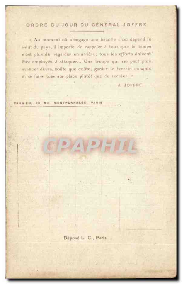CPA Militaria La gloire immortelle Joffre Castelnau Dubail Lamaze — Rückseite