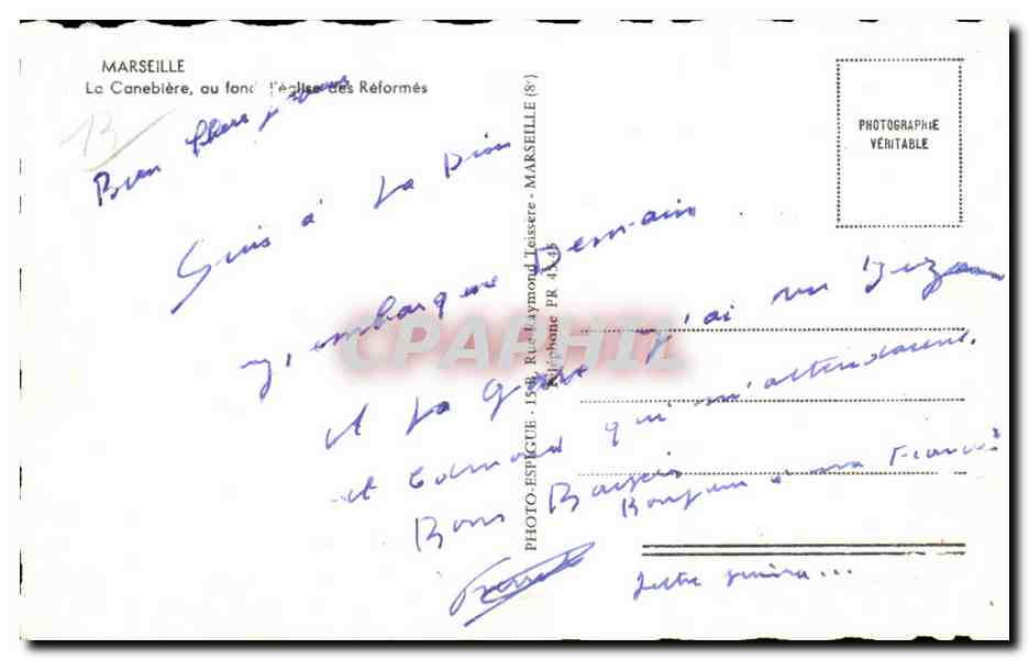 Marseille - La Cannebiere - CPA  — Verso