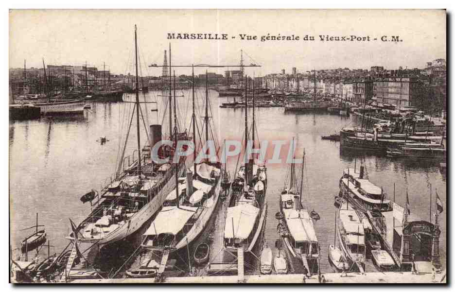 Marseille - Vue Generale et Vieux Port Bateaux - CPA 