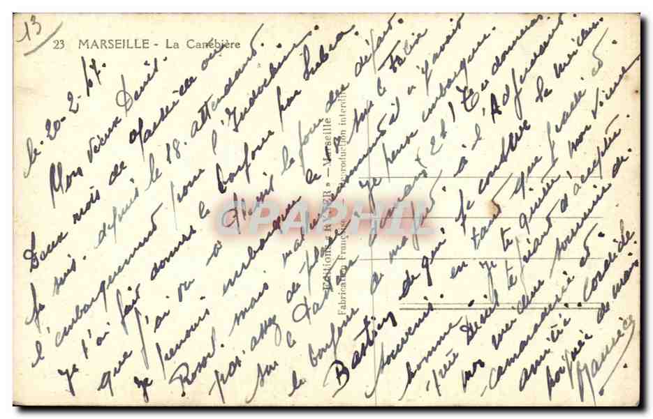 Marseille - La Canebiere - CPA  — Verso