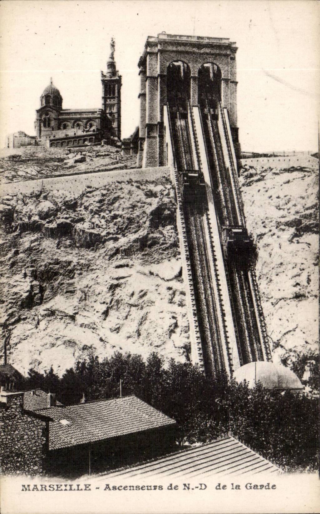 Marseille - Ascenseurs de Notre Dame de la Garde - CPA 