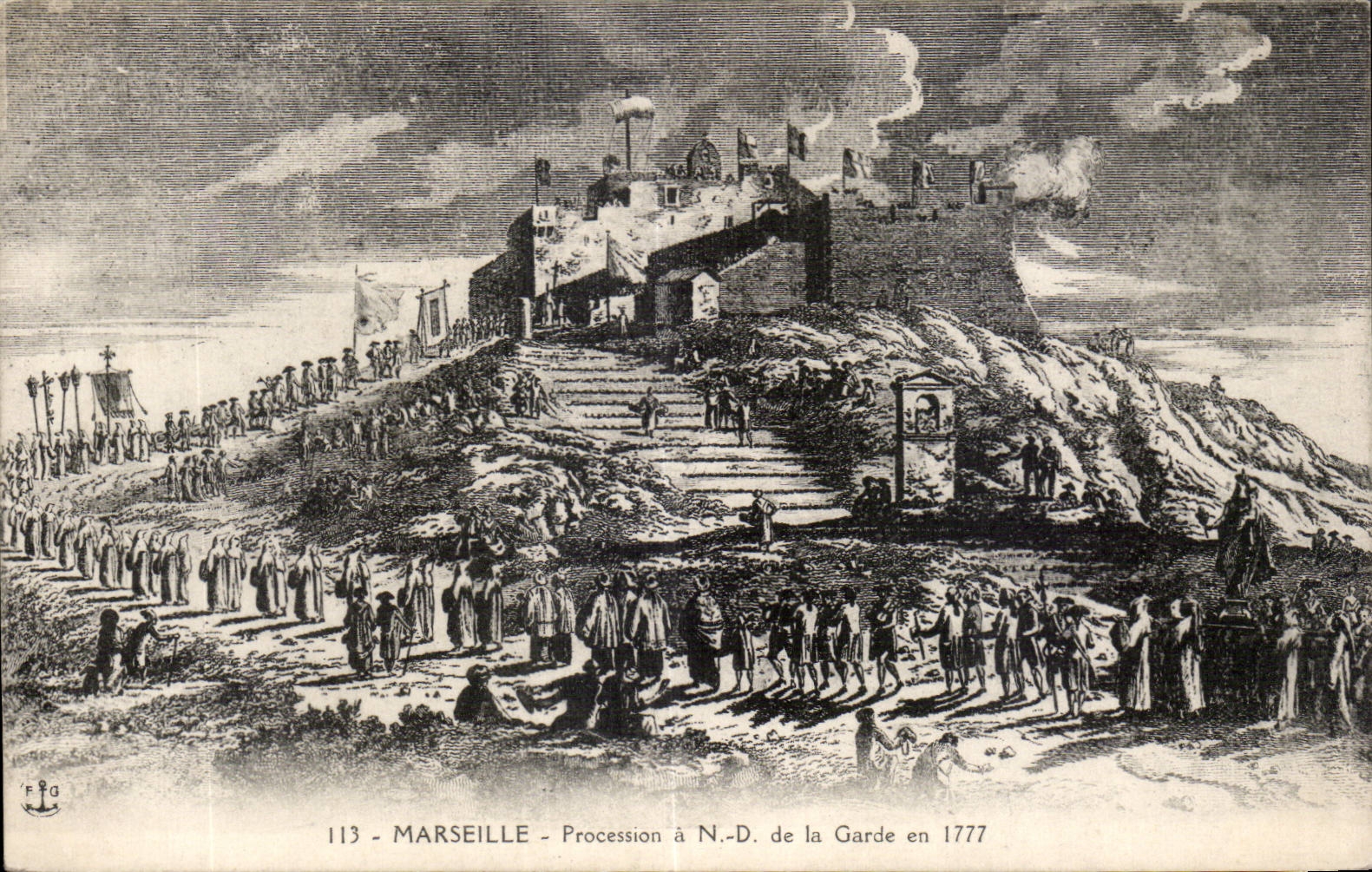 Marseille - Procession a Notre Dame de la Garde en 1777 - CPA 