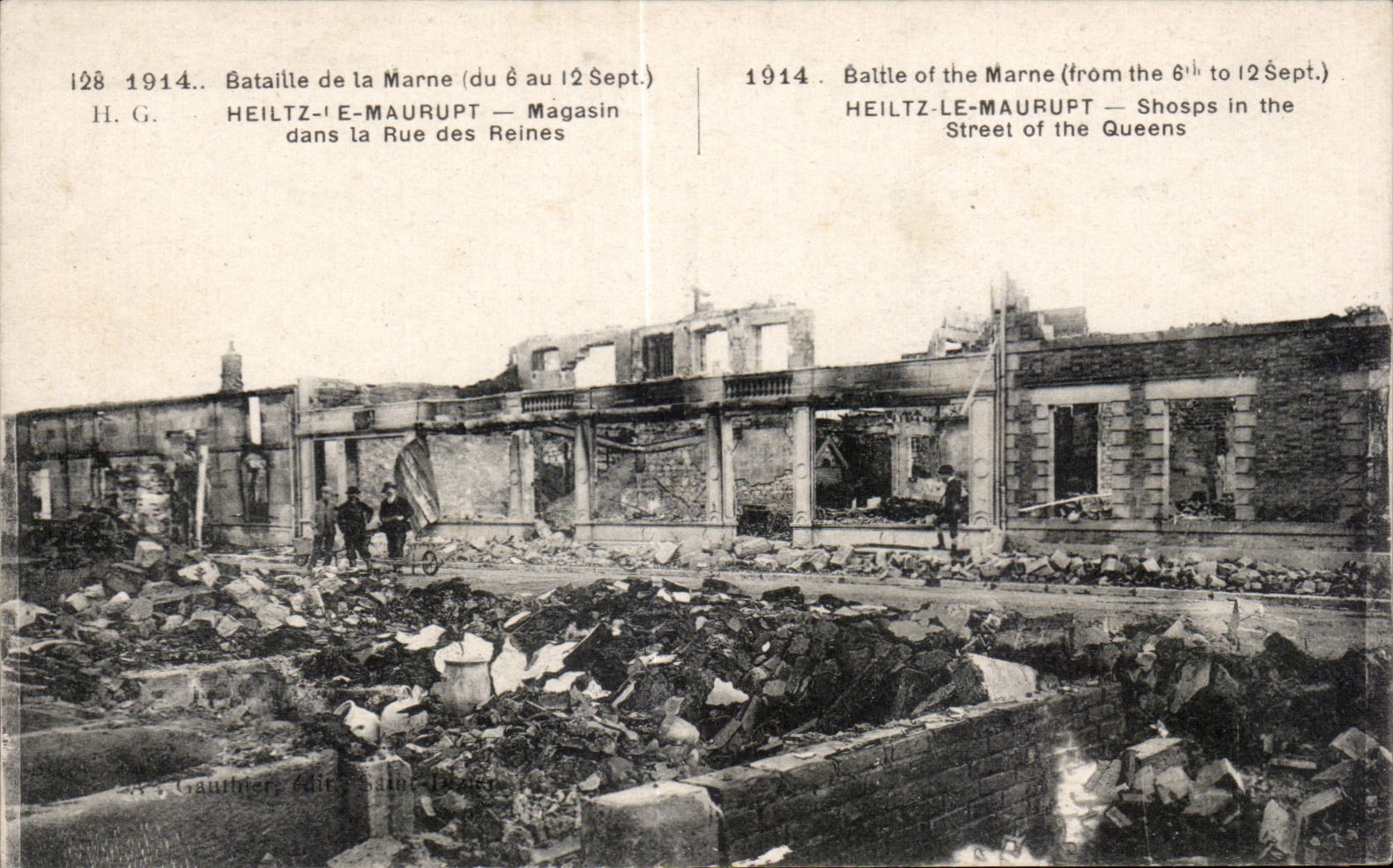 CPA Militaria Heiltz le Maurupt Magasin dans la rue des Reines