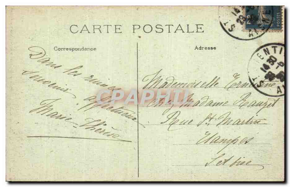 CPA Militaria St Quentin La Bourse du commerce MArs 1919 — Rückseite