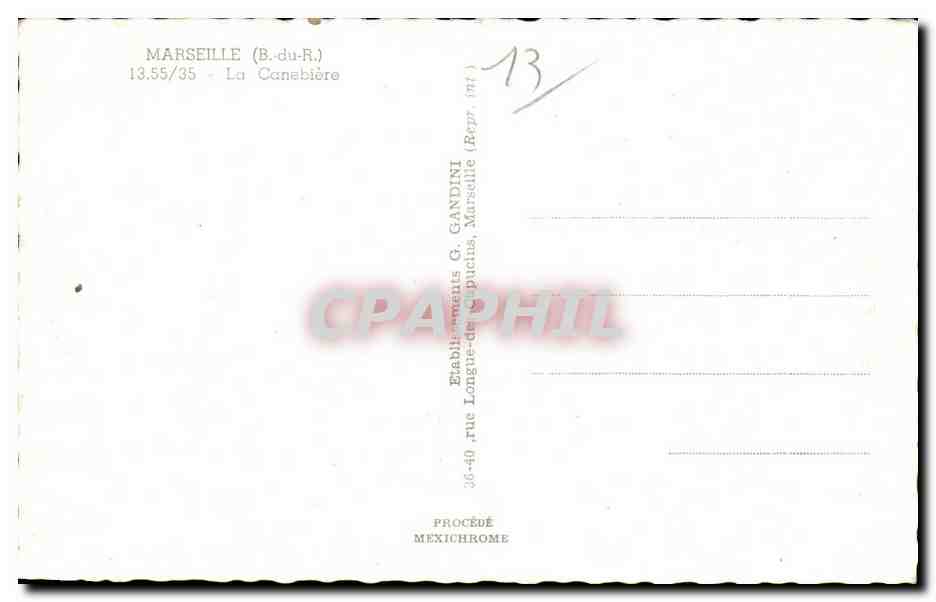 CPSM Marseille La Cannebiere — Rückseite