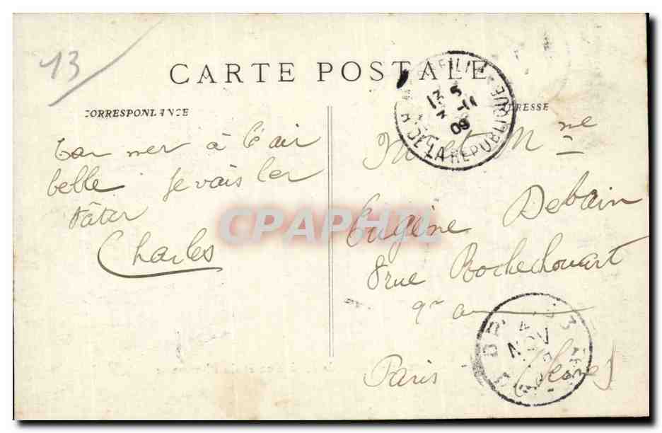 CPA Marseille Ecole de medecine et de pharmacie — Rückseite