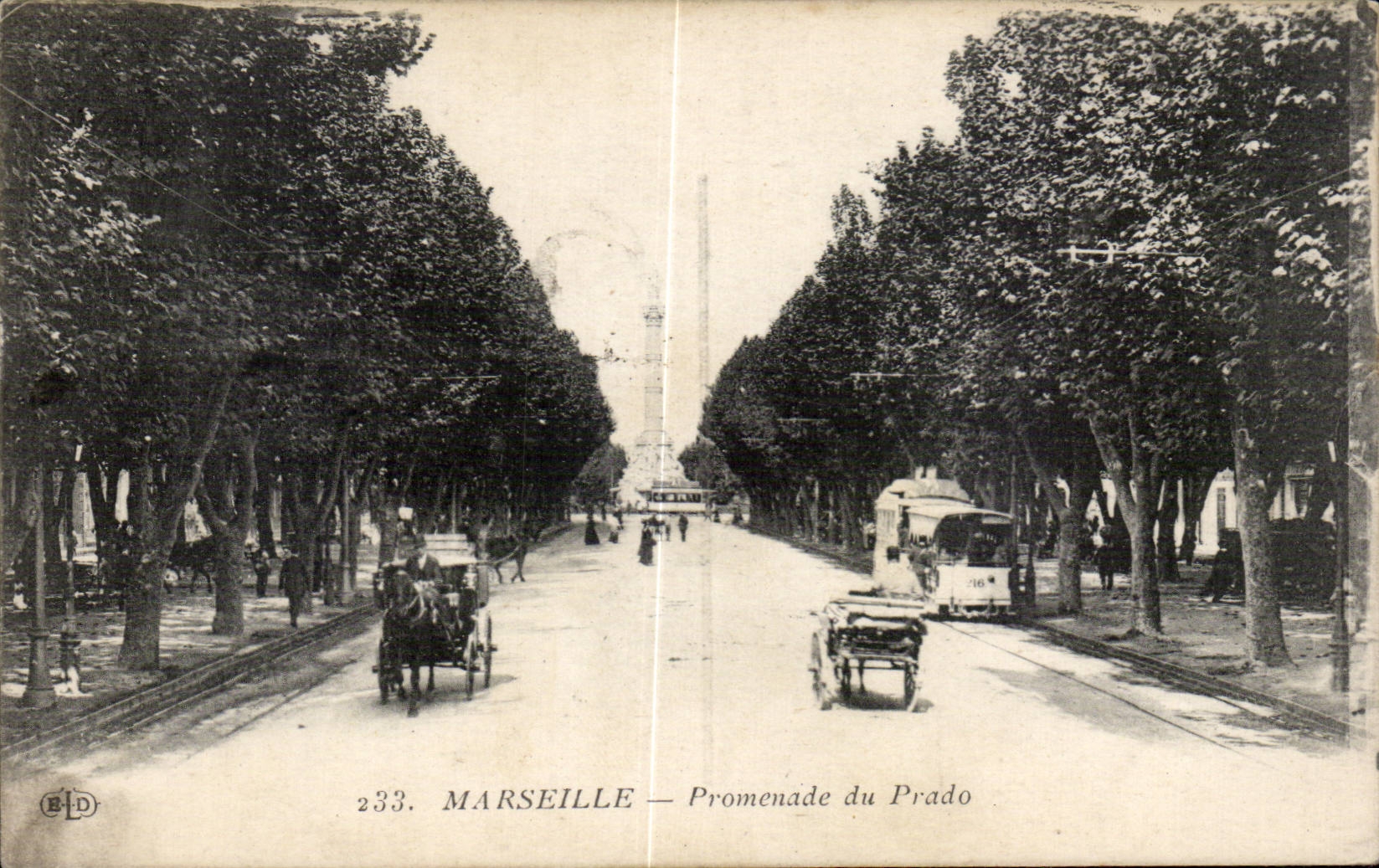 CPA Marseille Promenade du Prado Tramway