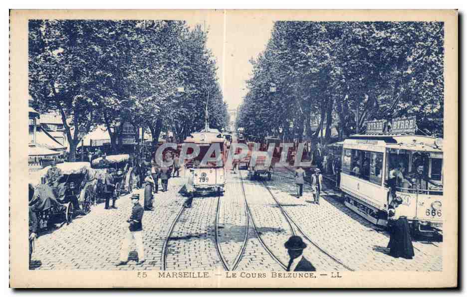 CPA Marseille Le cours Belzunce Tramway