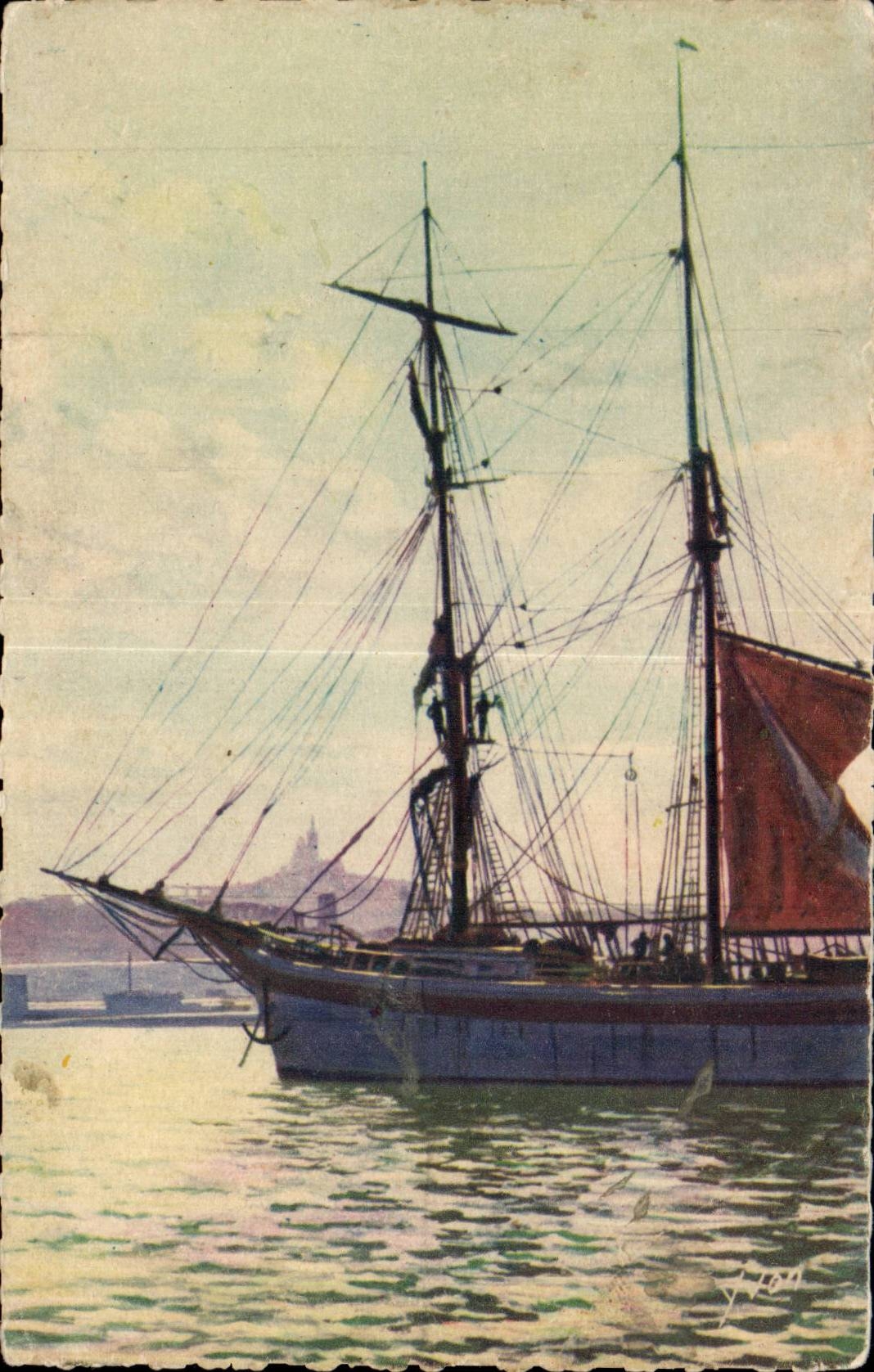 CPA Marseille Voilier au bassin de la Joliette
