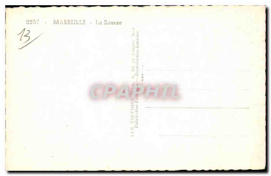 CPSM Marseille La Bourse — Verso