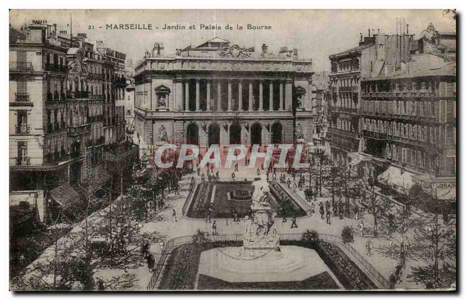 CPA Marseille Jardin et palais de la Bourse