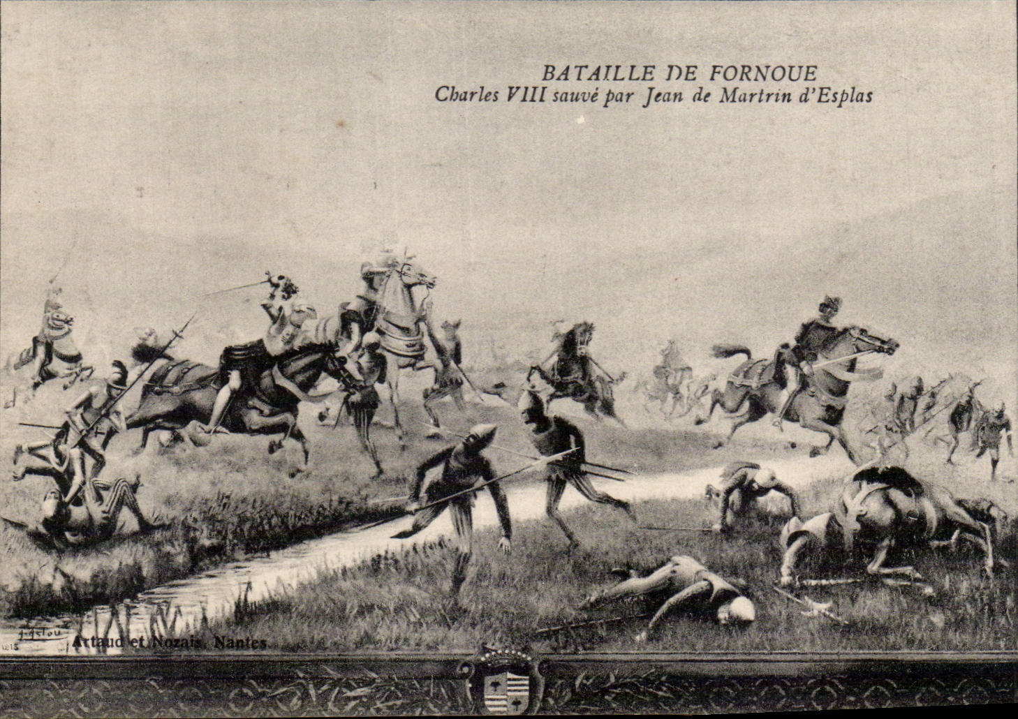 Bataille de Fornoue — Charles VIII sauvé par Jean de Martrin d'Esplas — Artaud et Nozais, Nantes
