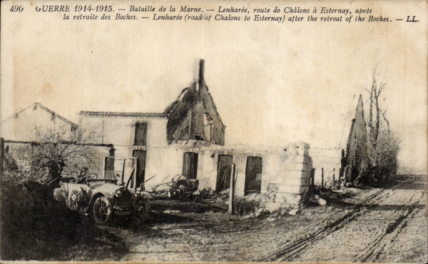 Lenharée — Route de Châlons à Esternay après la retraite des Boches — LL.