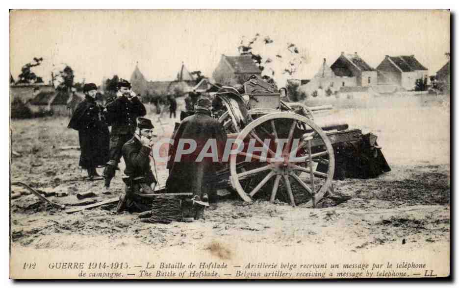 Battaglia di Hofslade — artiglieria belga che riceve un messaggio al telefono — 1/12