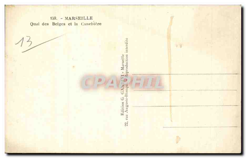 Marseille - Quai des Belges - La Canebiere - CPA — Rückseite