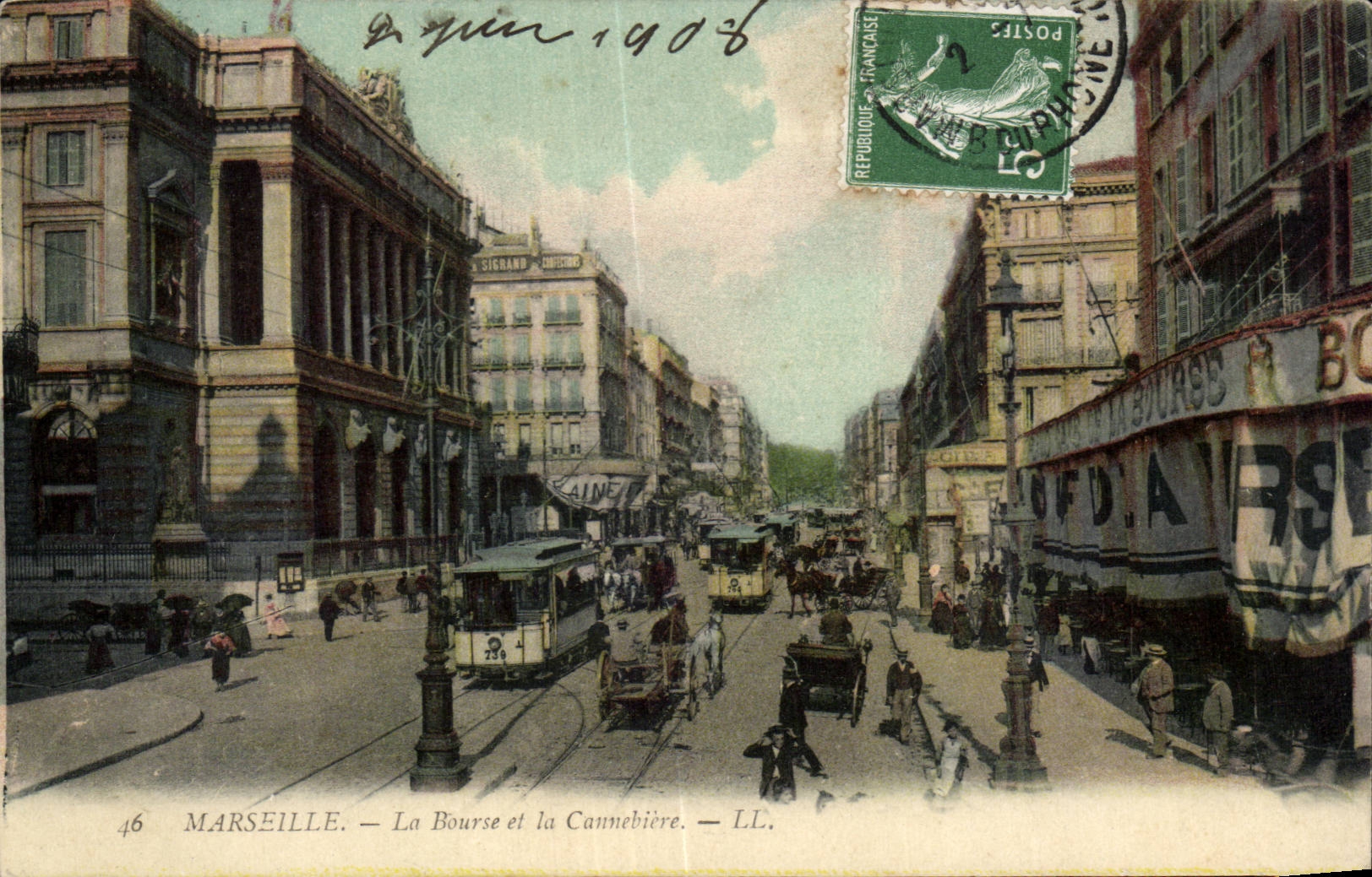 Marseille - La Bourse et la Cannebiere - CPA 
