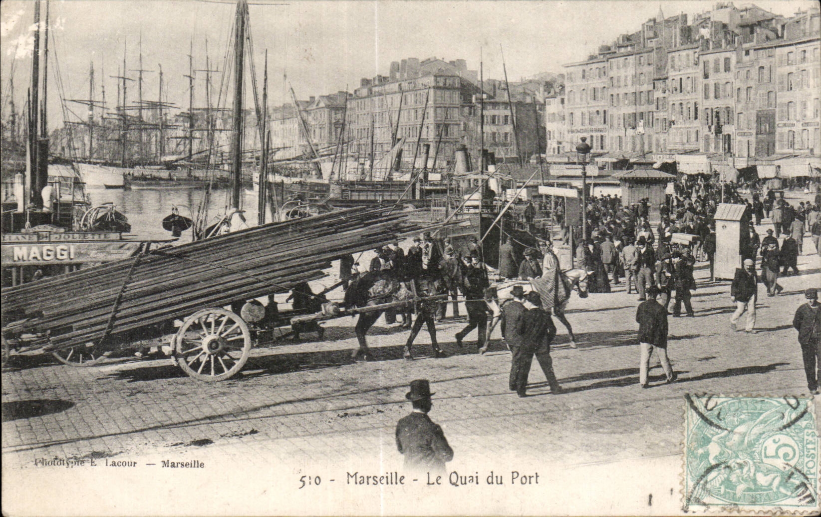Marsiglia — Il Molo del Porto — Fototipia E. Lacour — n° 510