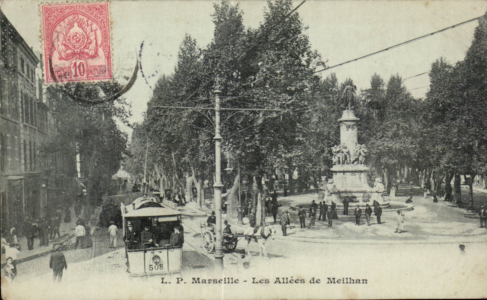 Marseille - Les Allees de Meilhan timbre de Tunisie - CPA 