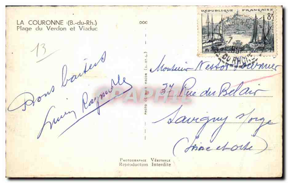La Couronne (B.-du-Rh.) — Plage du Verdon et Viaduc — Cimy — Verso