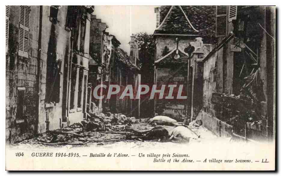 Un village près Soissons — Bataille de l'Aisne — LL, n°204