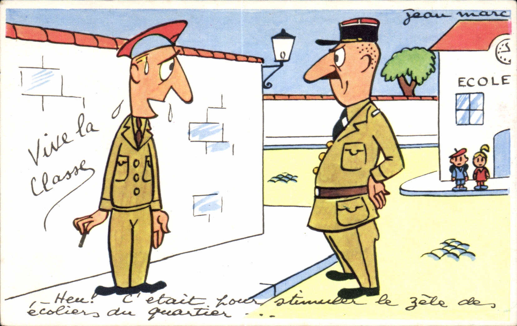 Escuela — caricatura militar — Jean Marc