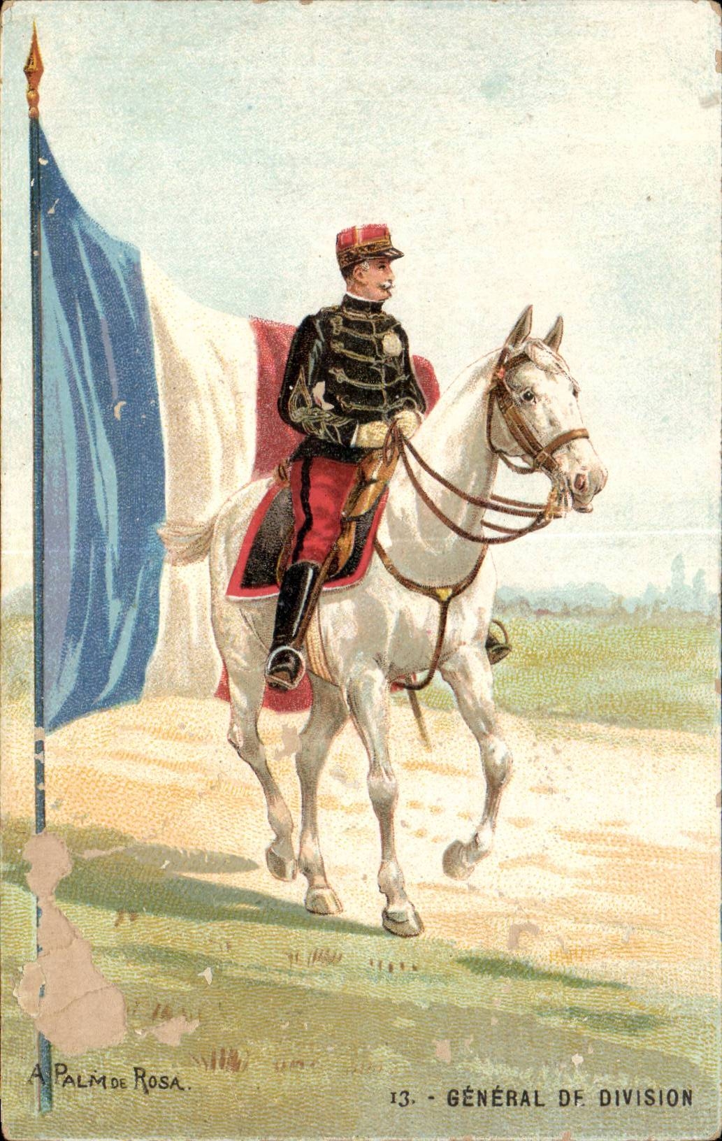 CPA Militaria General de division Cavalier Soldat Horse Cheval